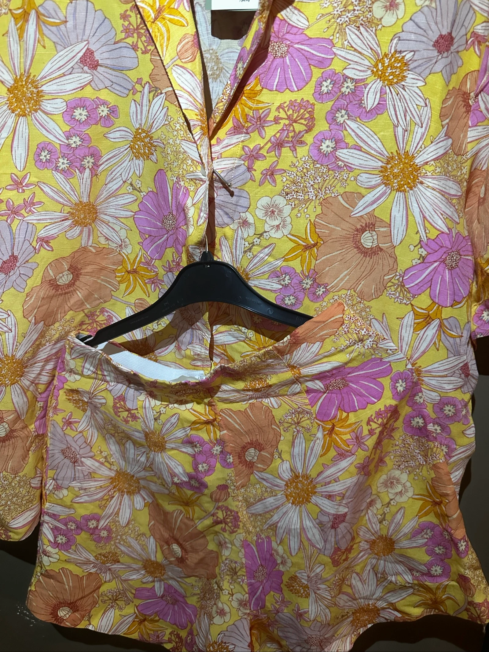 H&M Linnen Bloemen Geel/Roze (Overhemd + Short) Maat S-nieuw met etiket – photo 2